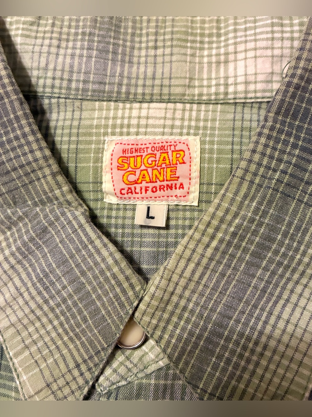 SUGAR CANE TOYO ENTERPRISE SHADOW PLAID WESTERN SHIRT- SIZE LARGE - Picture 9 of 11